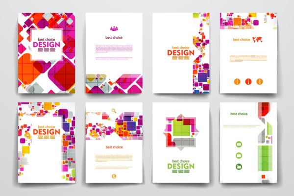 多彩抽象背景画册模板 Set of Abstract Brochures