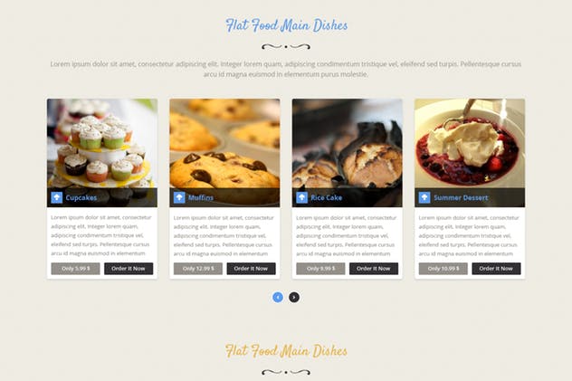 扁平风格食品/餐馆/咖啡品牌网站UI模板 Flat Food – Food, Restaurant, Cafe UI Kit插图(12)