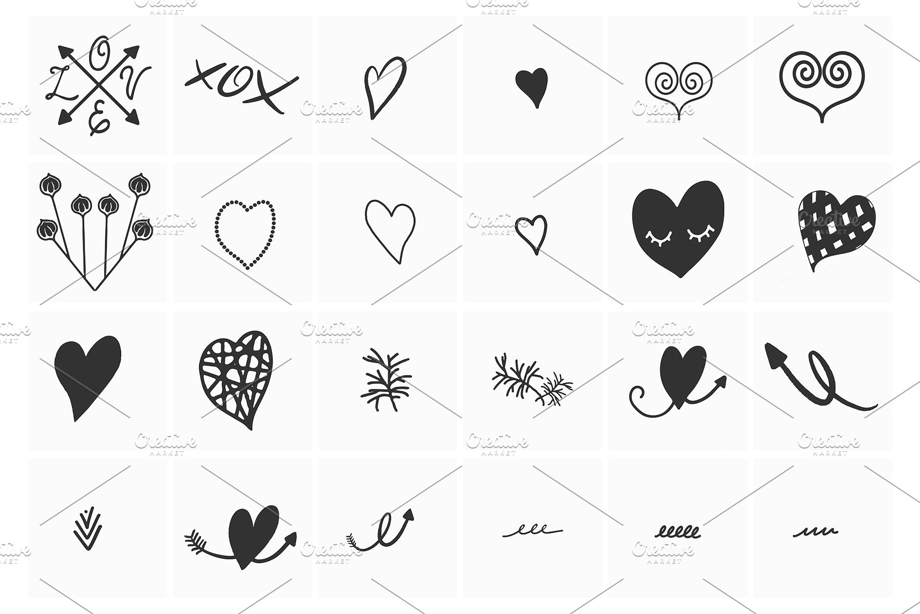 情人节粉色手绘矢量图形 Be Mine Valentine Vector Graphics插图(4)
