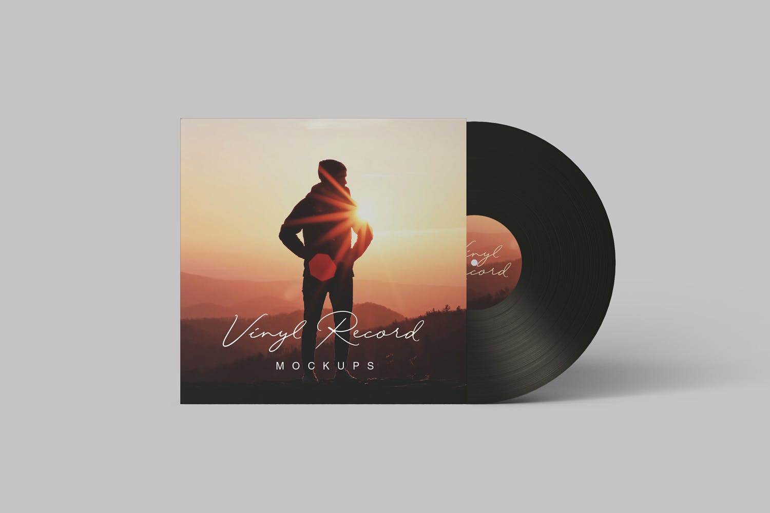 音乐CD唱片包装盒设计样机模板 Vinyl Record Mockups插图(1)