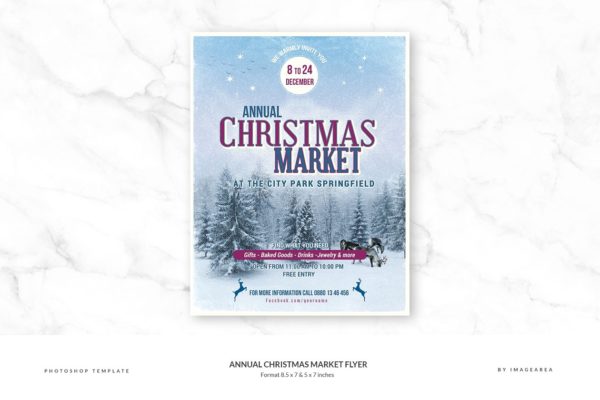 圣诞节聚会派对传单模板 Annual Christmas Market Flyer