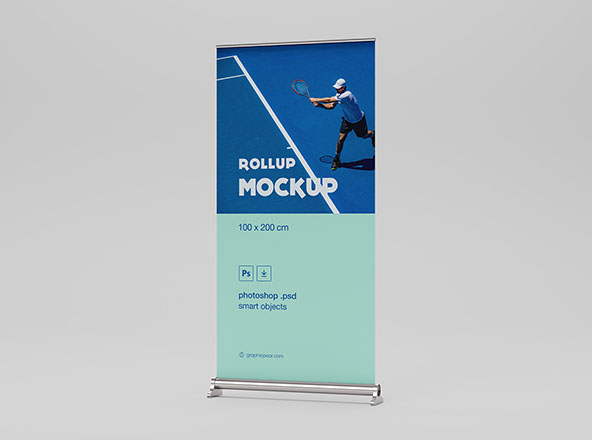 企业/品牌/店铺宣传X展架易拉宝广告设计效果图样机模板 Rollup Mockup 100 x 200cm