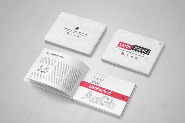 精装企业画册产品目录设计展示样机模板 Landscape Book Mock-Up Set插图(4)