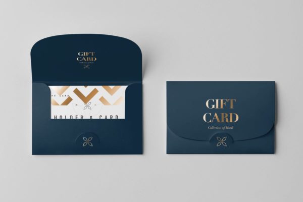 高端商务礼品券邀请函卡片样机模板 Holder &amp; Card Mock-Up