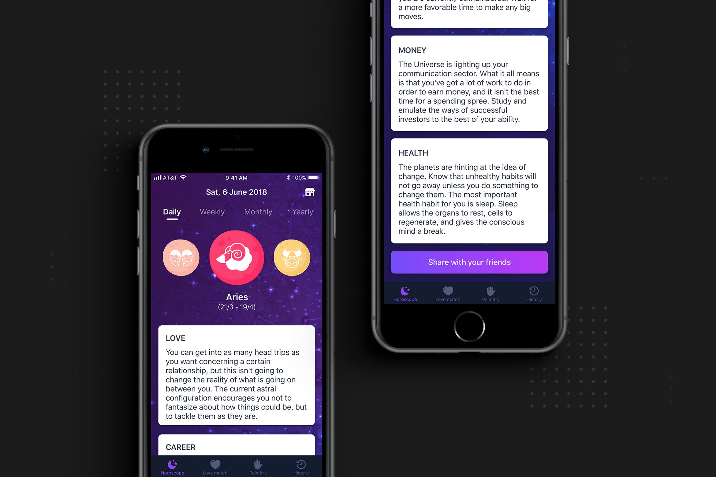 星座运势主题APP应用UI设计套件v1[SKETCH] Zodiac Daily Horoscope app UI Kit插图