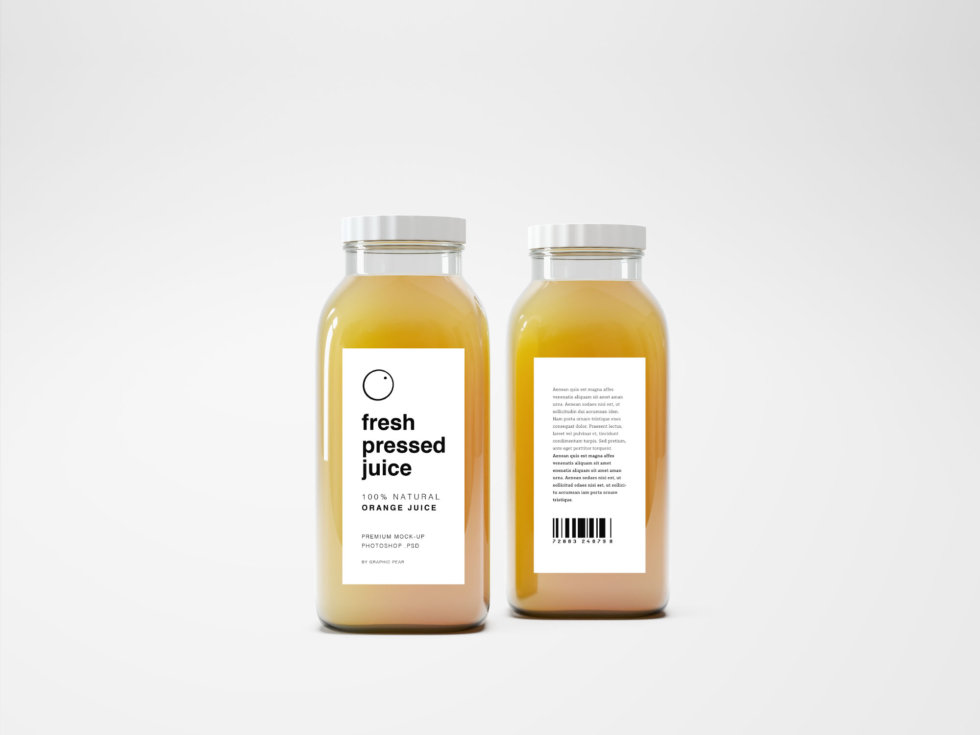 果汁/饮料玻璃瓶外观设计PSD样机模板 Glass Juice Bottle Mockup PSD插图(2)