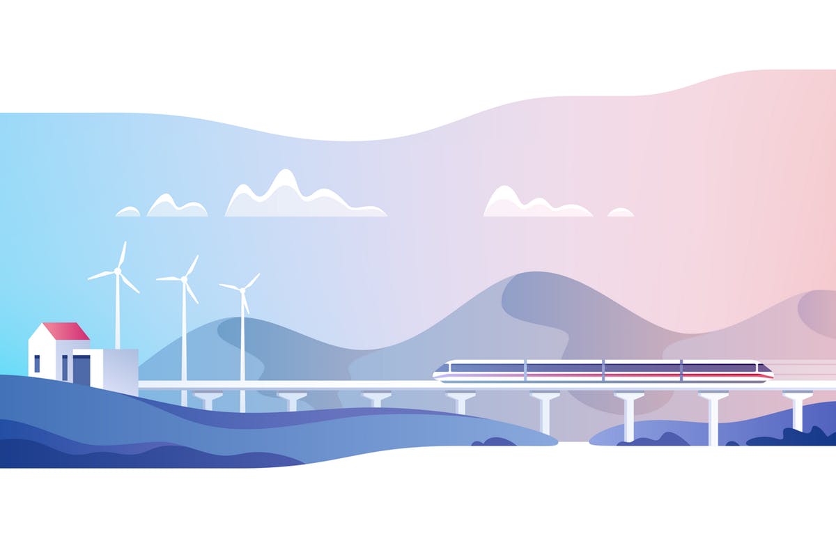 抽象新农村建设概念插画免费素材 Abstract Countryside Landscape插图