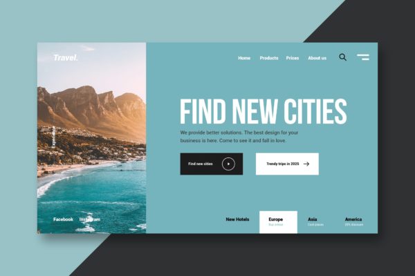 旅行&amp;度假主题网站着陆页设计素材库精选模板 Travel &amp; Vacations – Landing Page