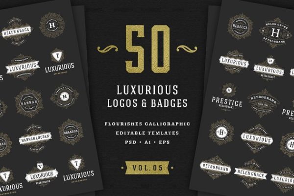 50款豪华的复古字母组合装饰标志 50 ornaments logos &amp; monograms
