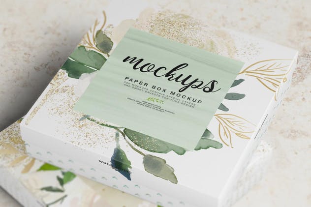 高端方形纸制首饰盒样机 Square Paper Jewelry Box&nbsp;Mockup插图(8)