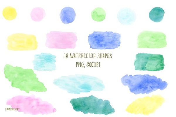 淡色不规则水彩晕染散开图案 Watercolor pastel color shapes