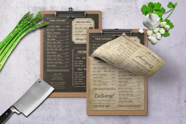 复古老式单页餐厅菜谱菜单PSD模板 Retro Vintage Single Page Menu A4 &amp; US Letter