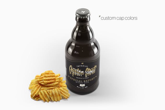 黑色啤酒瓶样机模板 Steinie Beer Black Bottle Mockup插图(2)