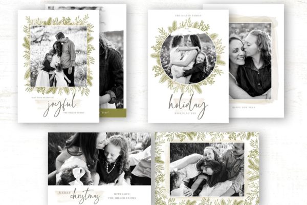 干净利落的圣诞贺卡模板包 Christmas Card Template Bundle