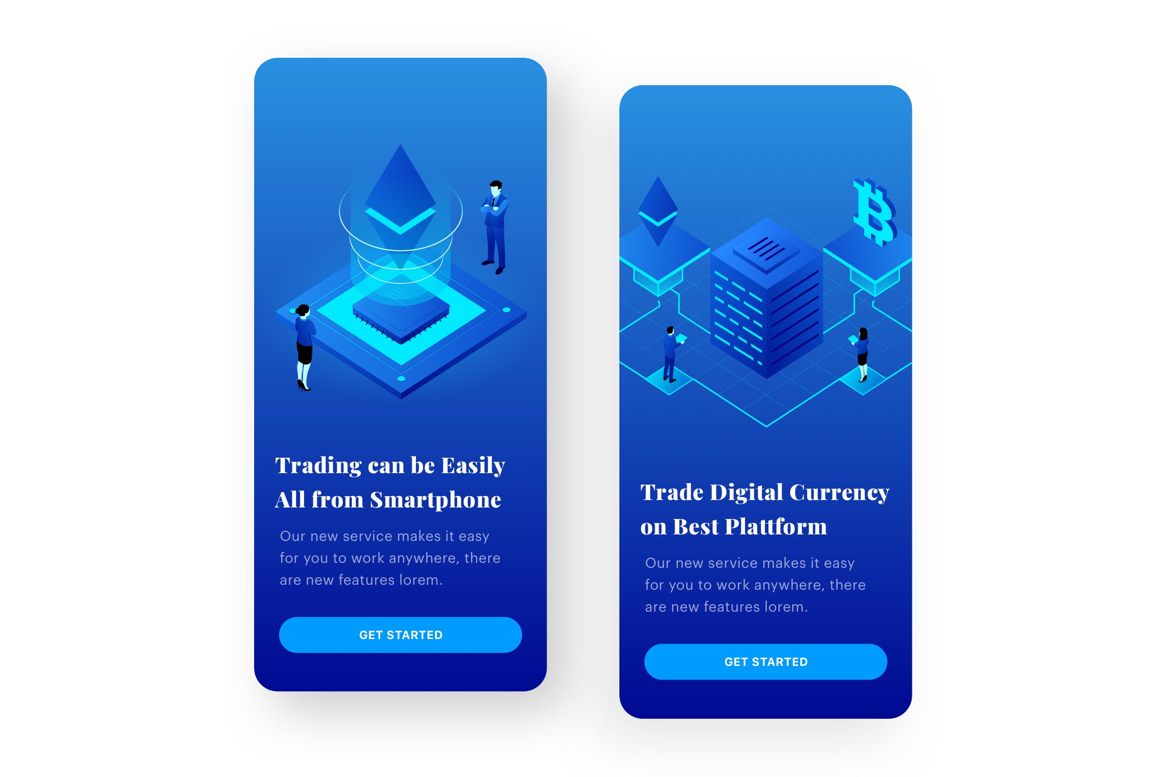加密货币APP应用启动页引导页设计模板 Cryptocurrency Application Mobile Onboarding插图