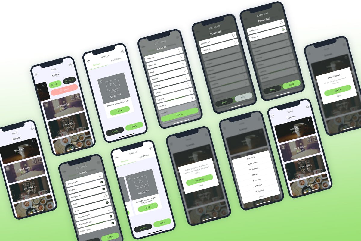 智能家居APP应用UI界面模板 Create Scenes Smarthome Mobile UI – FP插图