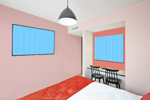 酒店房间装饰画框样机素材库精选模板v01 Hotel-Room-01-Mockup