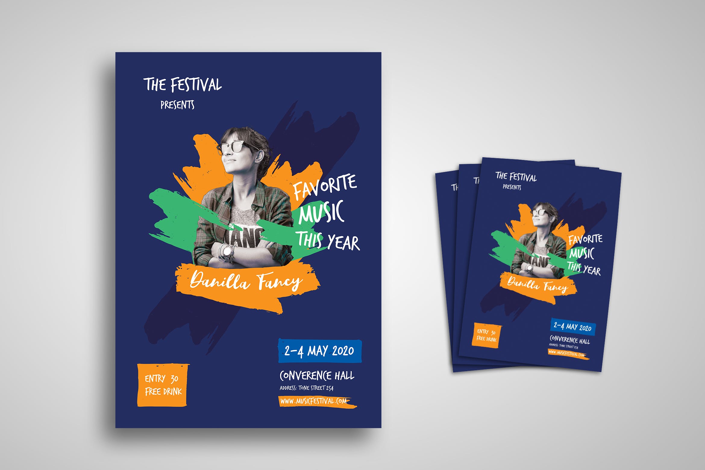 音乐会活动推广pop海报设计模板 Music Concert Flyer插图