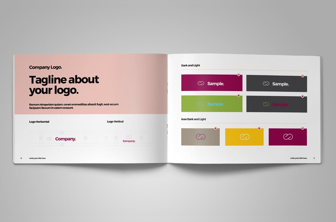 2019-2020品牌指南/品牌设计规范手册模板 Brand Guideline Landscape Layout with Pink Accents插图(1)