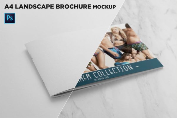 企业画册产品手册封面效果图样机素材库精选 Landscape Brochure Cover Mockup