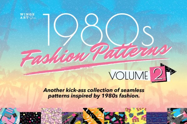 复刻欧美1980s年代设计风格图案背景素材库精选v2 1980s Retro Patterns Volume Two