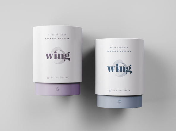 圆筒包装盒设计图样机模板 Slide Cylinder Package Mockup