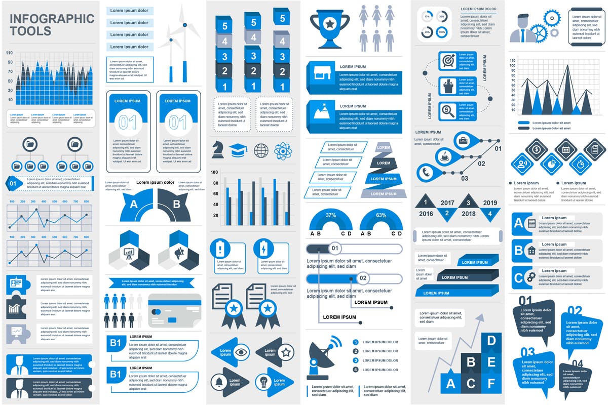 经典实用数据信息资料信息图表幻灯片设计素材 Infographic Elements插图