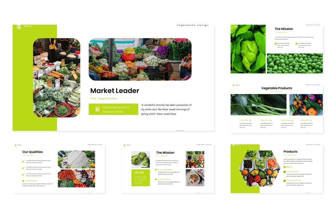 农产品/蔬果品牌演示素材库精选Keynote模板模板 Vegetable – Keynote Template插图(2)