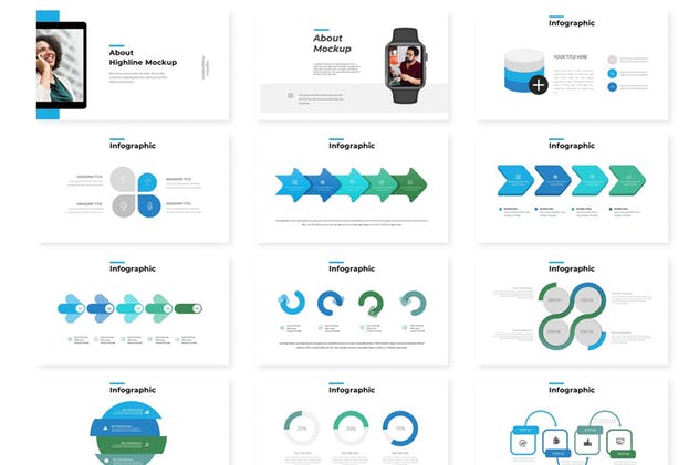 简约企业数据信息图表演示PPT幻灯片模板 Highline – Powerpoint Template插图(2)