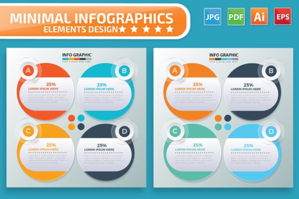 流程步骤圆形图形信息图表设计素材 Infographic Elements Design