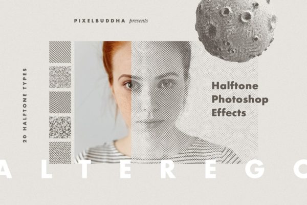 经典半色调图案纹理PS图层样式 Alter Ego Halftone Photoshop Effect