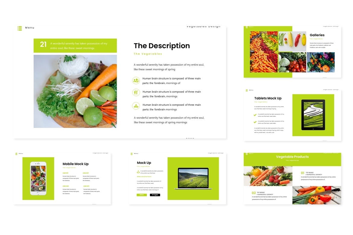 农产品/蔬果品牌演示素材库精选Keynote模板模板 Vegetable – Keynote Template插图(3)