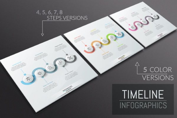 25款时间轴信息图表PPT模板素材 25 Infographic Timelines