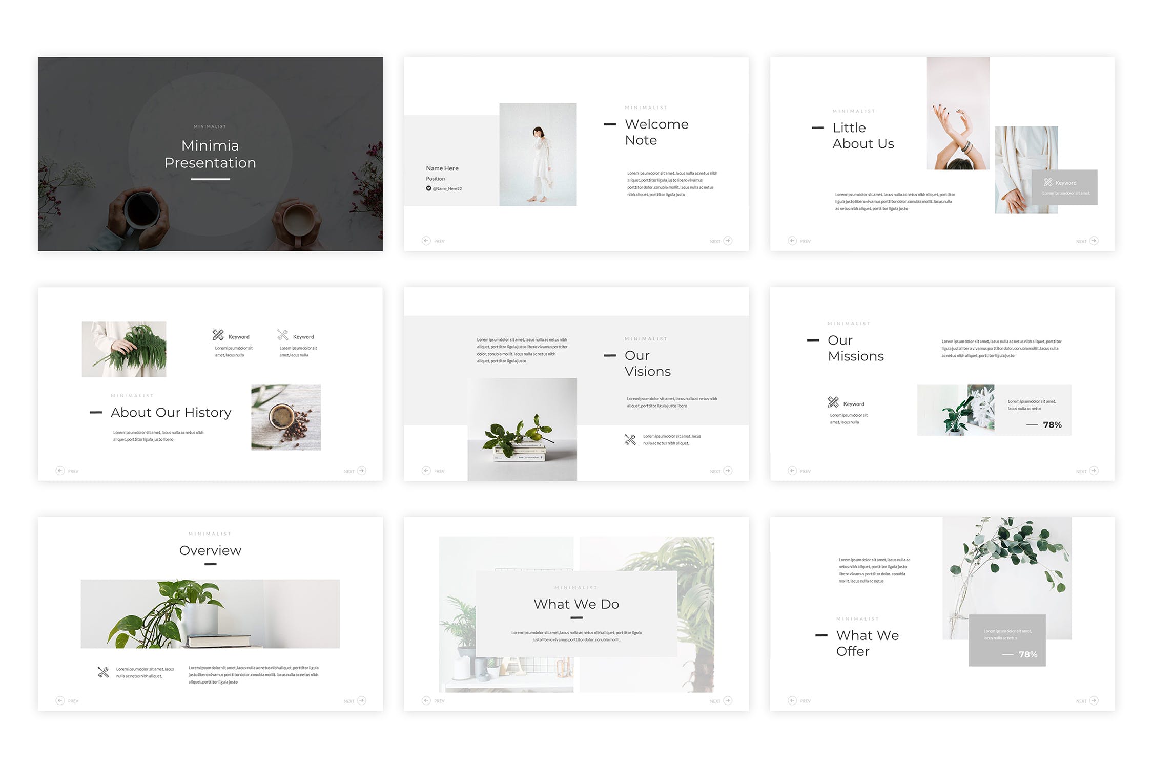 北欧简洁淡雅设计风格谷歌幻灯片设计模板 Minimia – Google Slides Template插图(1)
