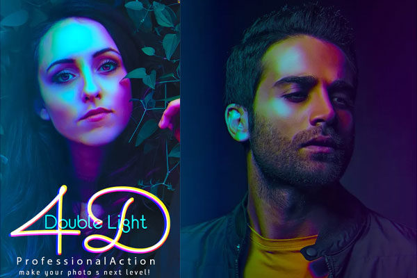 4D抽象双光电影效果PS动作下载 4D Double Light Photoshop Action