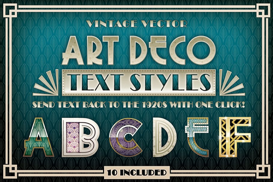 30年代复古装饰艺术PS图层样式 Art Deco Styles插图