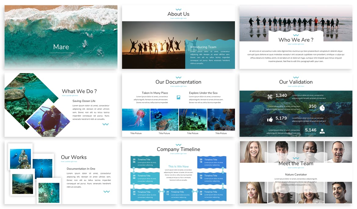 海岛海洋旅游代理公司介绍PPT幻灯片模板 Mare – Ocean Powerpoint Template插图(1)