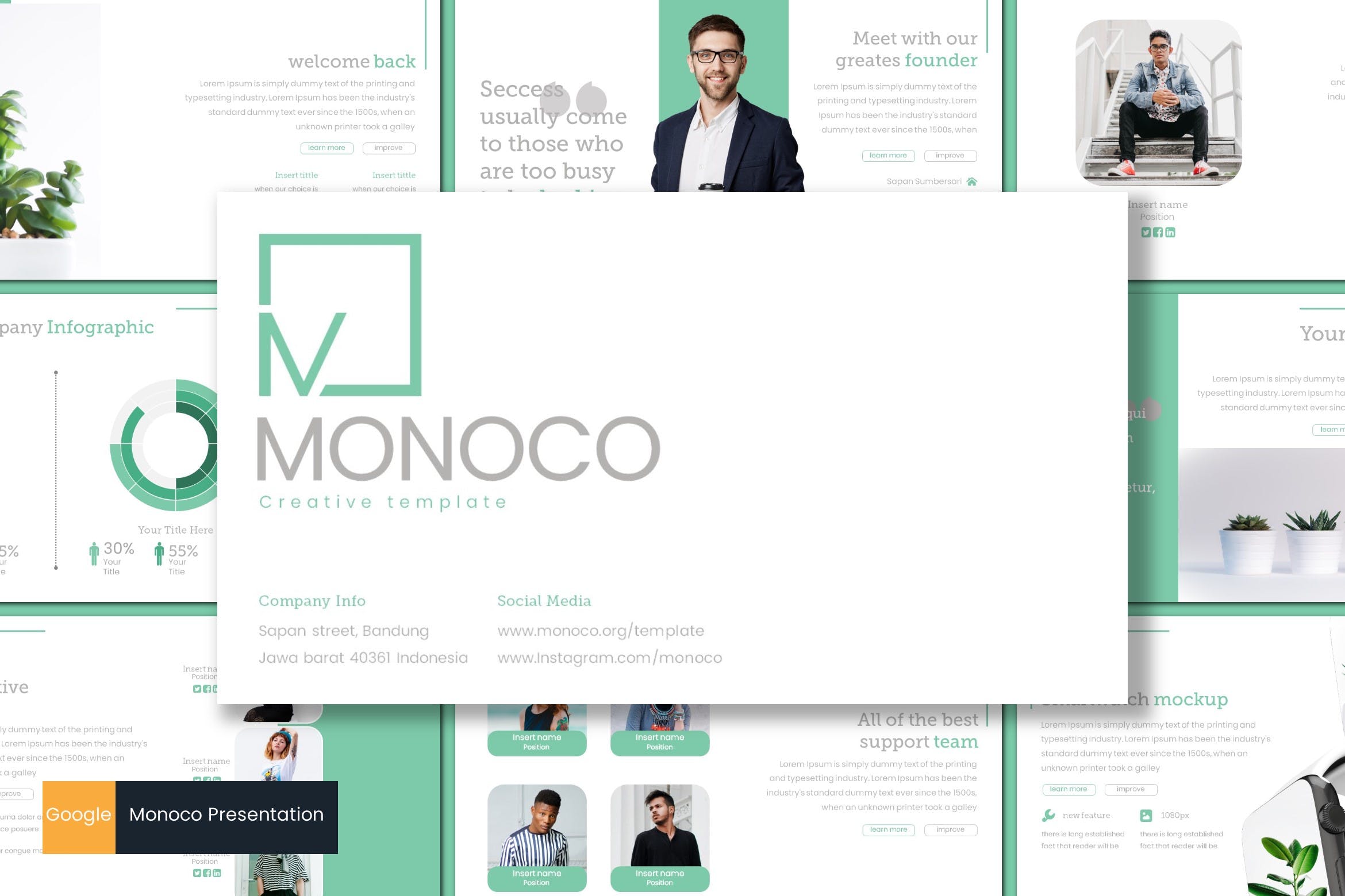 高端数码产品开发企业简介谷歌幻灯片模板 Monoco – Google Slides Template插图