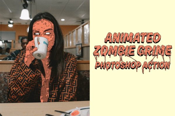 Instagram&amp;Tumblr社交图片Grime艺术风格素材库精选PS动作 Animated Zombie Grime Art Photoshop Action