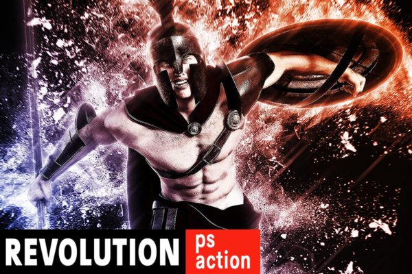 炫彩发光粒子特效PS动作 Revolution Photoshop Action