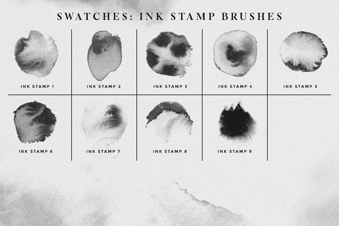 墨水水渍晕染笔刷 Ink Brushes – Photoshop version插图(6)