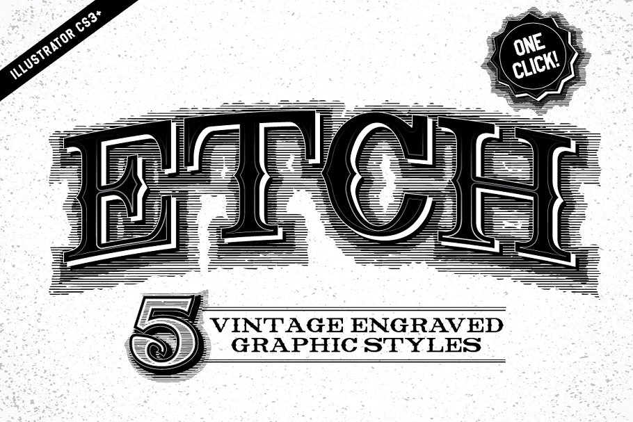 复古蚀刻腐蚀AI图层样式 Etch Vintage Graphic Styles插图