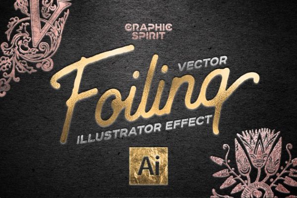 华丽金箔烫金效果PS图层样式 for AI Foil Stamp Effect For Illustrator