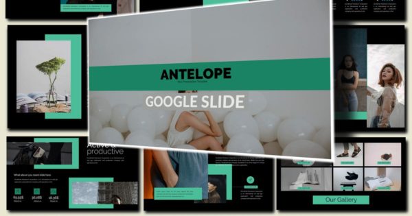 新品发布会暗黑风格Lookbook素材库精选谷歌演示模板 Antelope Lookbook Dark Google Slides Presentation