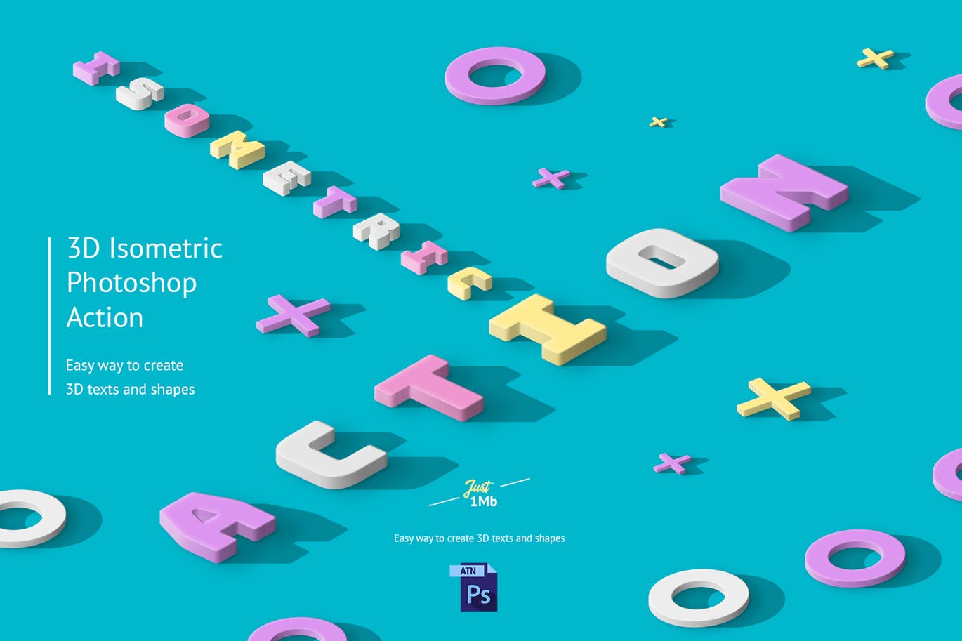 精美2.5D等距摄影效果一键生成PS动作 3D Isometric Photoshop Action插图
