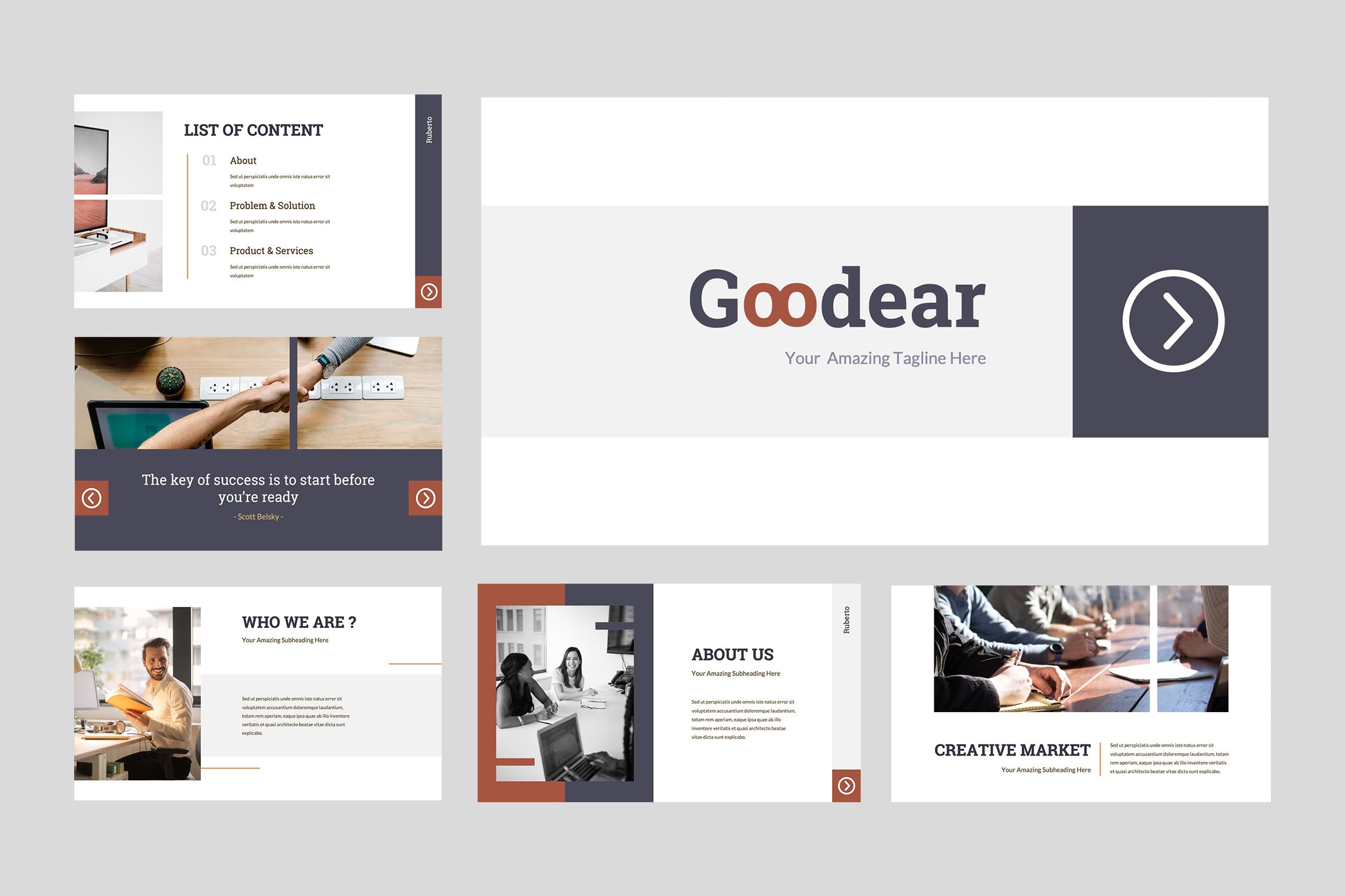 高端大气企业商务主题PPT模板下载 Goodear – Business Powerpoint Presentation插图(1)