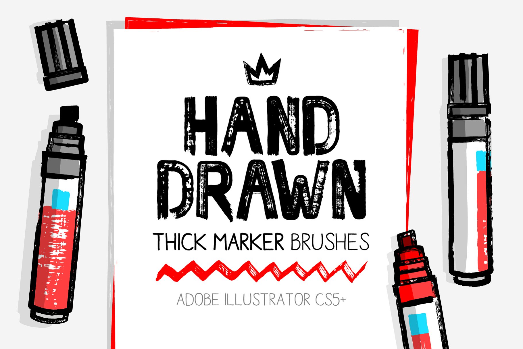 干笔记号笔笔画AI笔刷 Thick and dry marker AI brushes插图