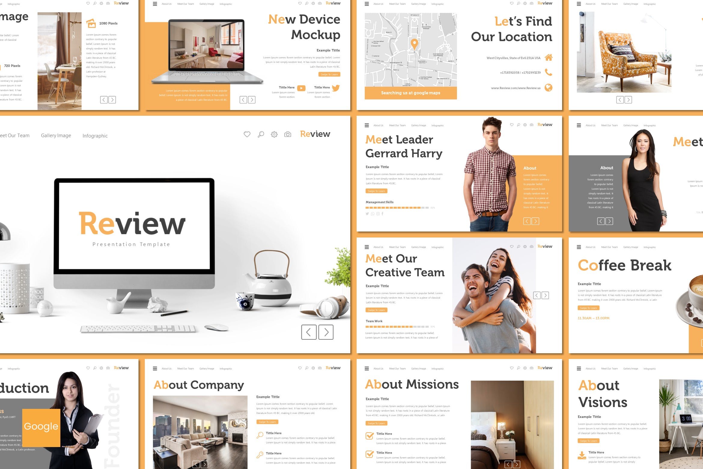 企业对外宣传谷歌幻灯片设计模板 Review – Google Slides Template插图