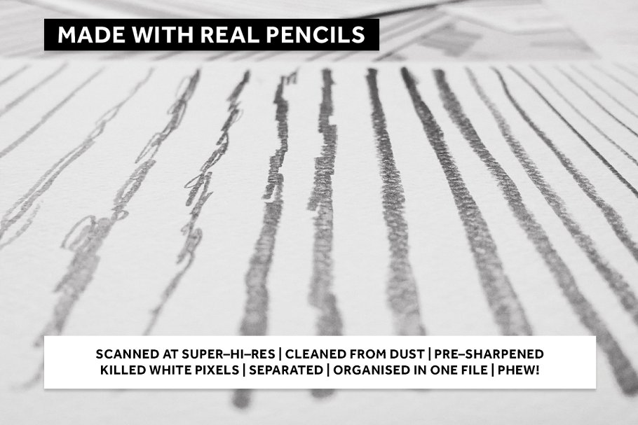 逼真铅笔笔画笔迹AI笔刷 REAL PENZILS FOR Ai插图(1)