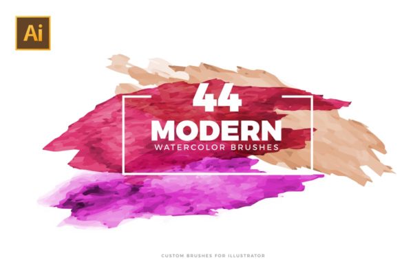 44款现代水彩矢量AI笔刷套装 Vector Watercolor Brushes for Illustrator